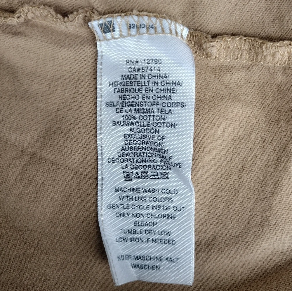 True Religion Shirt Men L Adult Khaki Casual Tee Spell out Cotton Buddha Logo.
